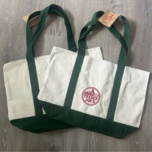 2 New Trader Joe’s Canvas Green Tote Bags